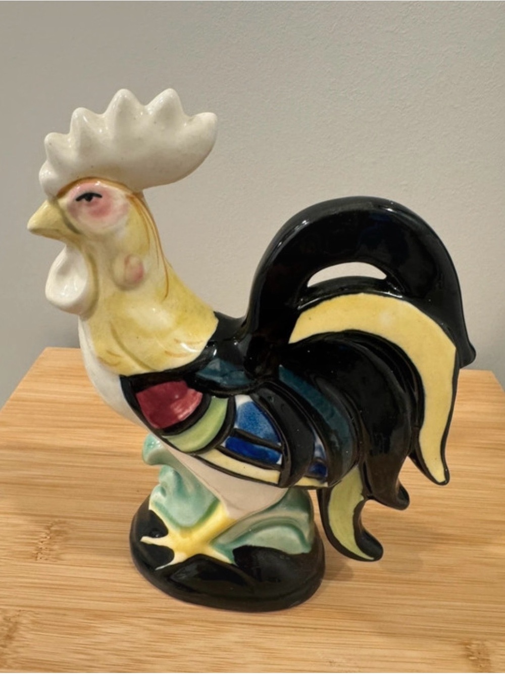 Vintage Hand-Painted Ceramic Rooster Figurine Mid-Century Japan